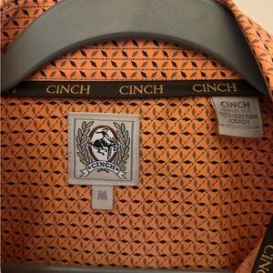 Cinch Men's Orange Geometric Button Down Shirt size medium classic cut